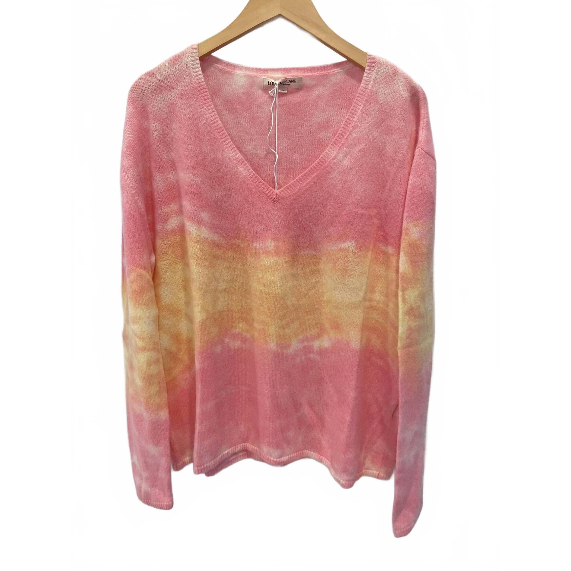 New Love Tanjane Women's V-Neck Sweater In Pink Champagne
